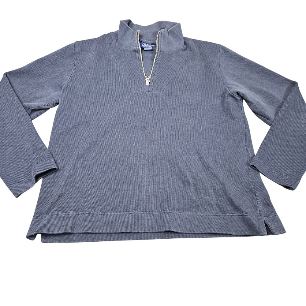 Pendleton 1/4 Zip Pullover Womens Large Navy Blue Ribbed Casual Classic